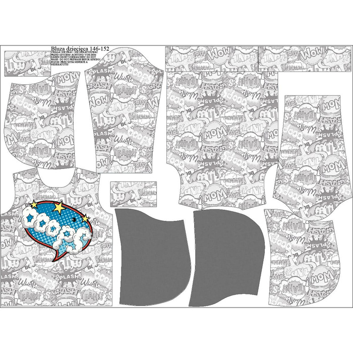 KID'S HOODIE (ALEX) - COMIC BOOK / ooops - looped knit fabric (122/128)