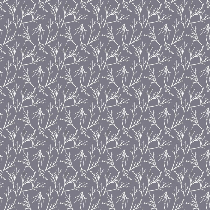 ZWEIGE m. 2 (WINTERZEIT) / grau - Baumwoll Webware