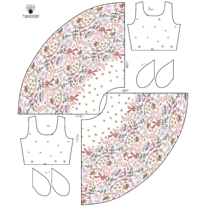 DRESS "ISABELLE" - FLOWERS (pattern no. 3) / white - sewing set XS
