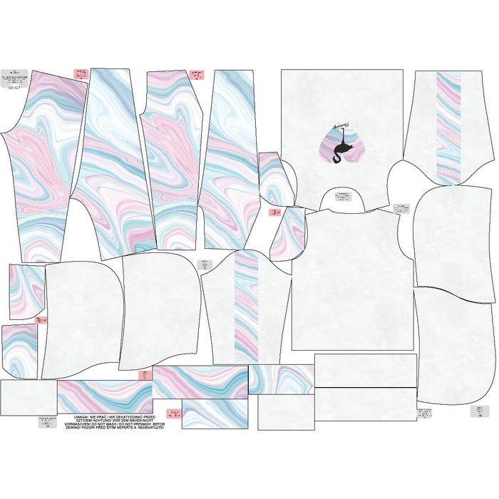 Children's tracksuit (OSLO) - FLAMINGO / WATERCOLOR - looped knit fabric (146/152)