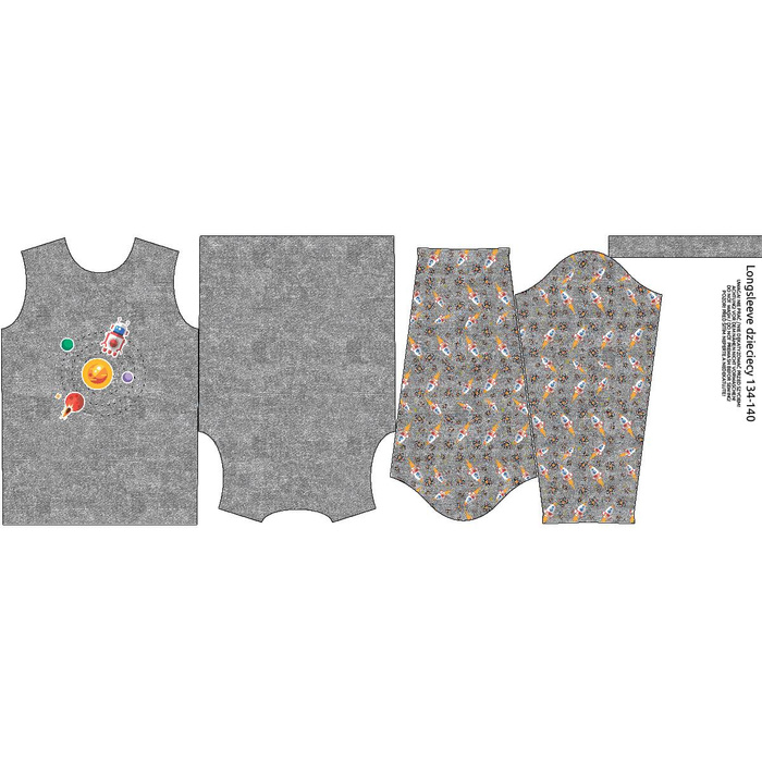 LONGSLEEVE - SONNENSYSTEM (WELTRAUMEXPEDITION) / ACID WASH GRAU - Nähset