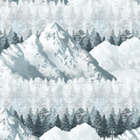 SNOWY PEAKS (WINTER IN MOUNTAINS) / large - Cotton woven fabric