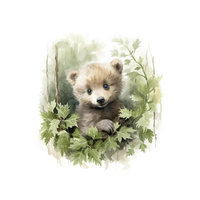 WATERCOLOR LITTLE BEAR - PANEL (60cm x 50cm) SINGLE JERSEY