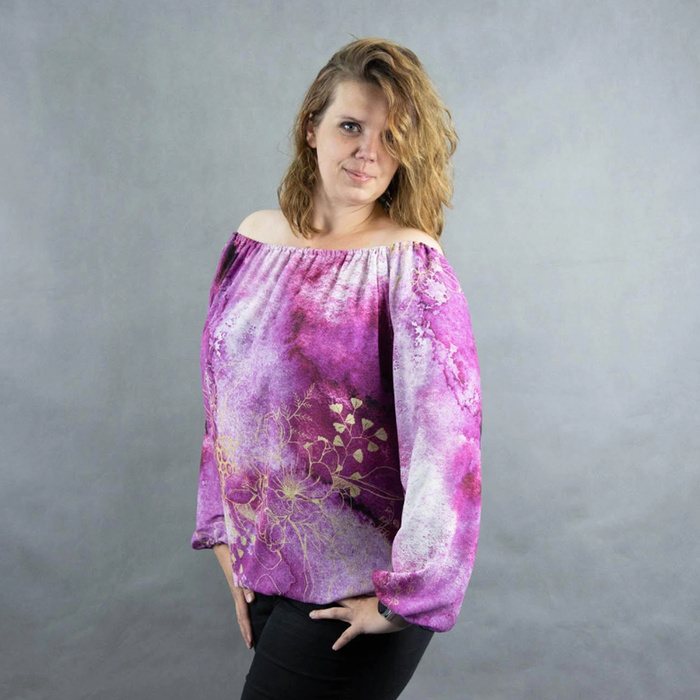 Carmenausschnitt Bluse (SOFIA) - PINK PARADISE Ms. 2 - Nähset M