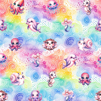 SEA ANIMALS M. 3 - schnelltrocknende Webware