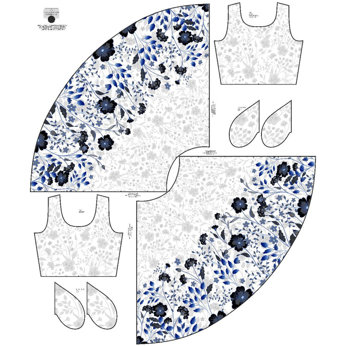 DRESS "ISABELLE" - FLOWERS (pat. 5 navy) / white - sewing set XS