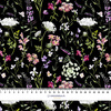 PASTELL BLUMEN / schwarz - Wasserabweisende Webware