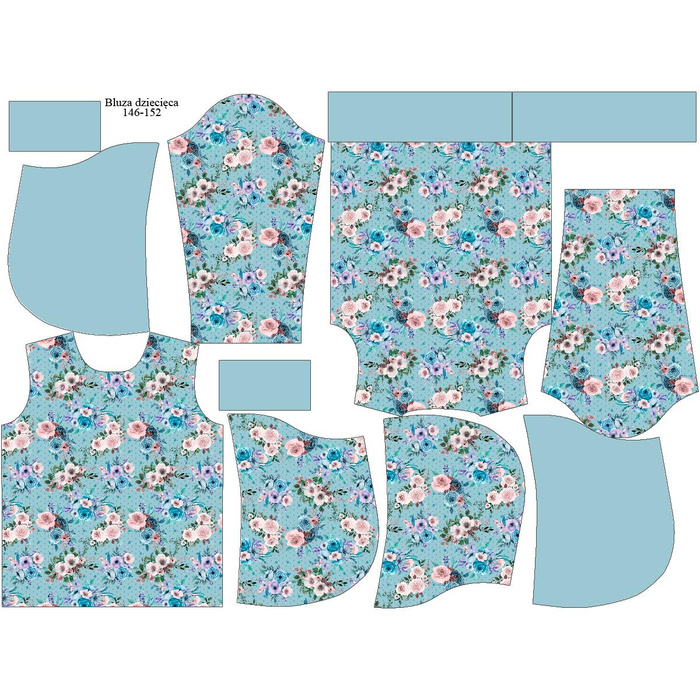 KIDS HOODIE - FLOWER BOUQUET pat. 8 (PUMPKIN GARDEN) - looped knit fabric (110/116)