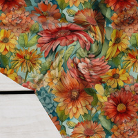 FLOWERS PAPAYA ORANGE WZ. 10 - Krep