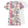 WOMEN’S T-SHIRT - FLAMINGOS AND ROSETTES - single jersey XL