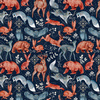 FOLK ANIMALS pat. 1 / dark blue (FOLK FOREST)
