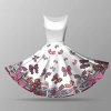Big circle skirt panel - CREPE - BUTTERFLIES WZ. 1 / WHITE