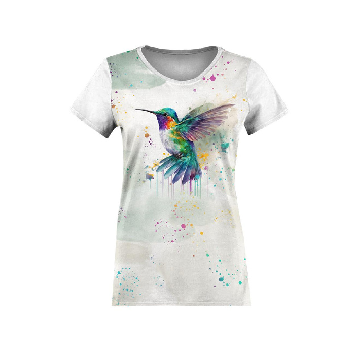 T-SHIRT DAMSKI M - WATERCOLOR HUMMINGBIRD - zestaw do uszycia