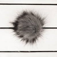 Eco fur pompom 12 cm - melange light grey