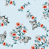 PANSIES AND BUTTERFLIES / light blue - single jersey with elastane TE210