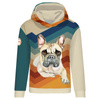 CLASSIC WOMEN’S HOODIE (POLA) - BULLDOG / STRIPES - looped knit fabric - S