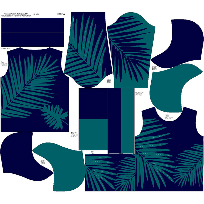 Unisex mikina s kapucí (HYDRA) - PALM LEAVES - Sada šití XXXL