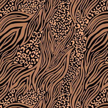 ANIMALS MIX / caramel - Viscose jersey