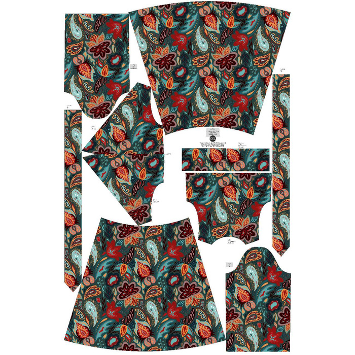 WRAP MIDI DRESS (BIANCA) - COLORFUL PASILEY - sewing set S