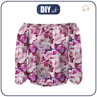 Bardot neckline blouse (SOFIA) - PINK PARADISE Pat. 2 - sewing set M