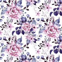 WILD ROSE FLOWERS PAT. 1 (BLOOMING MEADOW) (Very Peri) - looped knit fabric