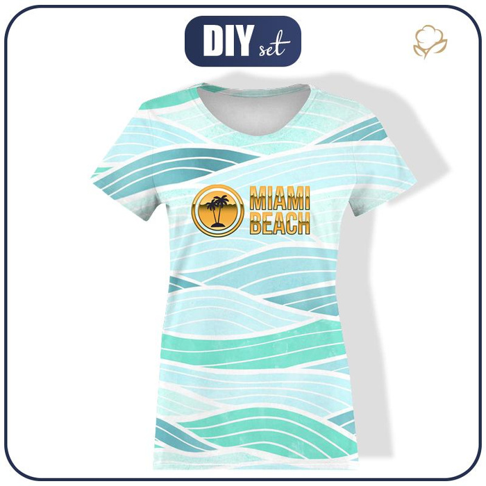 DAMEN T-SHIRT - MIAMI BEACH / Wellen - Single Jersey L