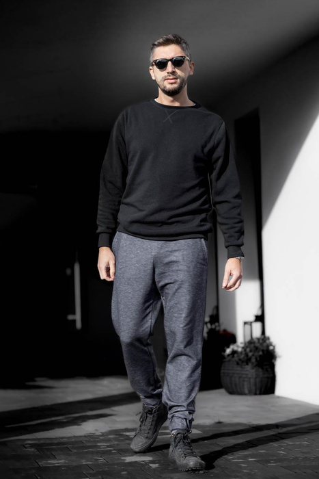 HERREN JOGGINGHOSE (GREG) - MELANGE GRAPHIT - Nähset S