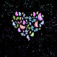 HEART / motýli - panel (75cm x 80cm) SINGLE JERSEY ITY