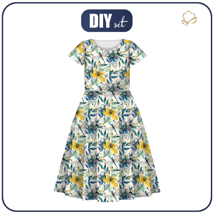 KID'S DRESS "MIA" (110/116) - Butterfly & Flowers wz.8 - sewing set