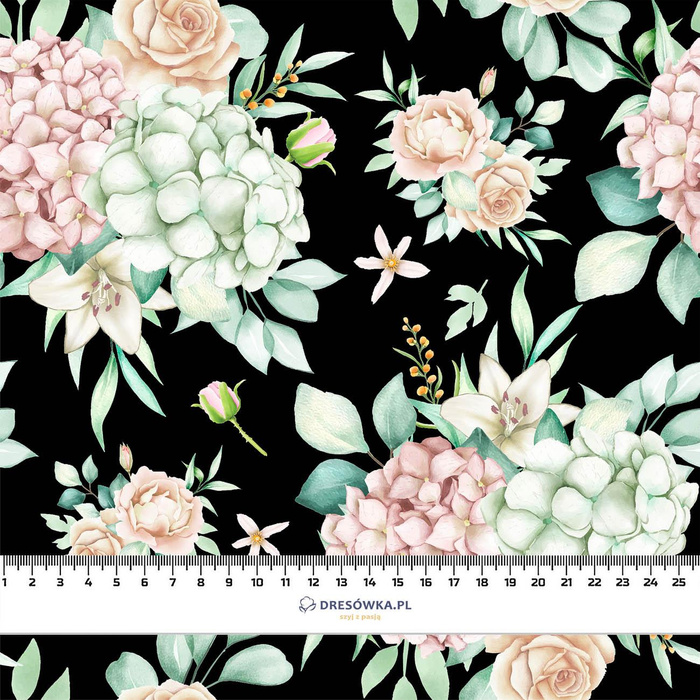 Hortenzie- single jersey s elastanem ITY