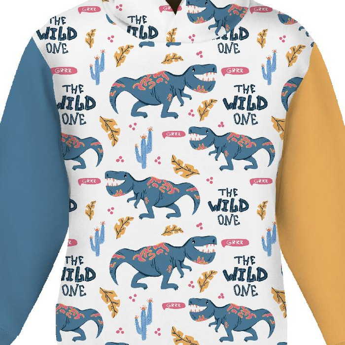 KID'S HOODIE (ALEX) - DINO / THE WILD ONE PAT. 2 - looped knit fabric (110/116)
