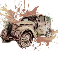 VINTAGE CAR M. 2 - Paneel (75cm x 80cm) Sommersweat