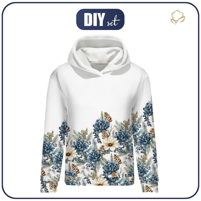 BLUZA DAMSKA (POLA) CLASSIC Z KAPTUREM - WINTER FLOWERS WZ.10 - zestaw do uszycia XS