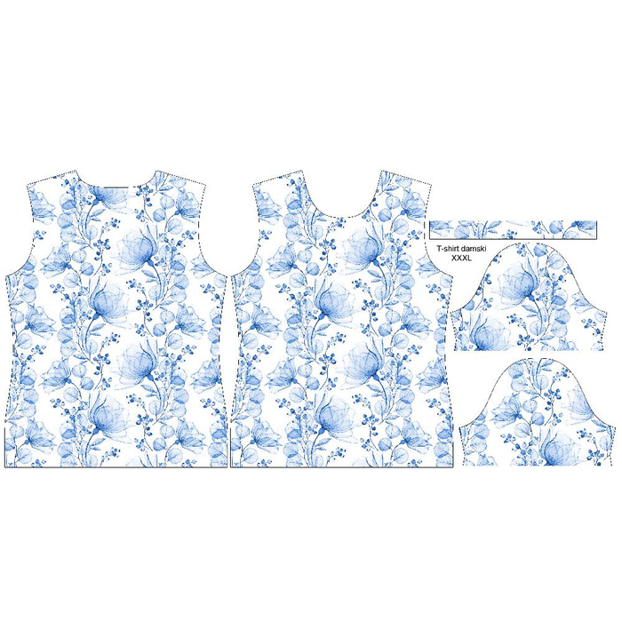 DAMEN T-SHIRT - BLUMEN Ms. 4 (classic blue) - Single Jersey XL