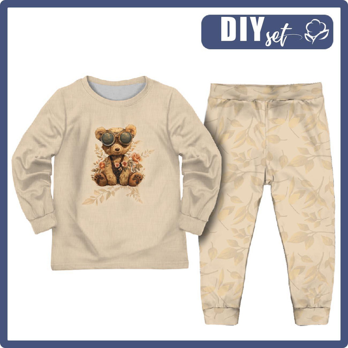 KINDERPYJAMAS "MIKI" - BEAR STEAMPUNK FOREST M. 2 - Nähset (98/104)