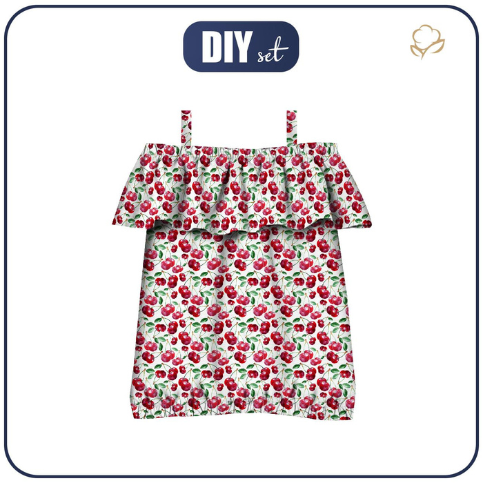 Bluzka hiszpanka (SARA) - CZEREŚNIE WZ. 5 - zestaw do uszycia 134-140