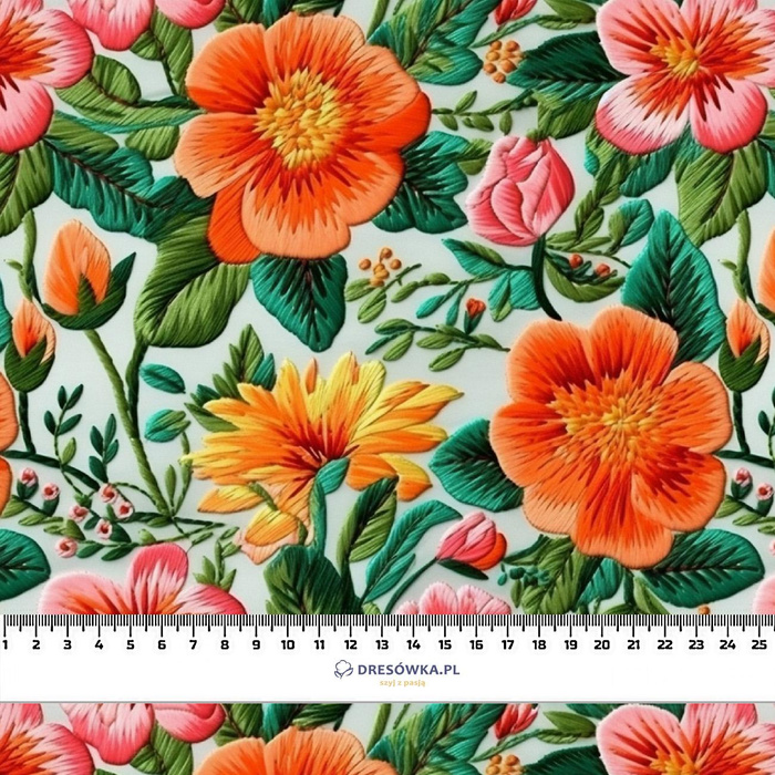 FLOWERS 3D PAT. 3 - Woven Fabric for tablecloths