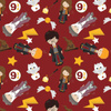 MAGICAL FRIENDS pat. 3 (MAGIC SCHOOL) / bordová - looped knit fabric