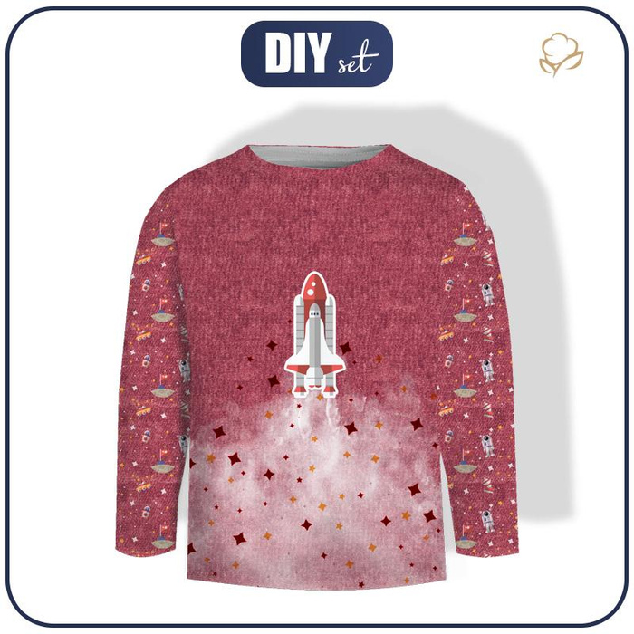 LONGSLEEVE - KOSMICKÁ LOĎ (CESTA DO VESMÍRU) / ACID WASH Bordový - single jersey (134/140)