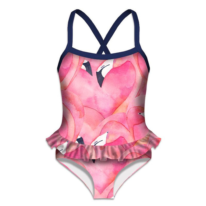 Mädchen Badeanzug - PINK FLAMINGOS 110-116