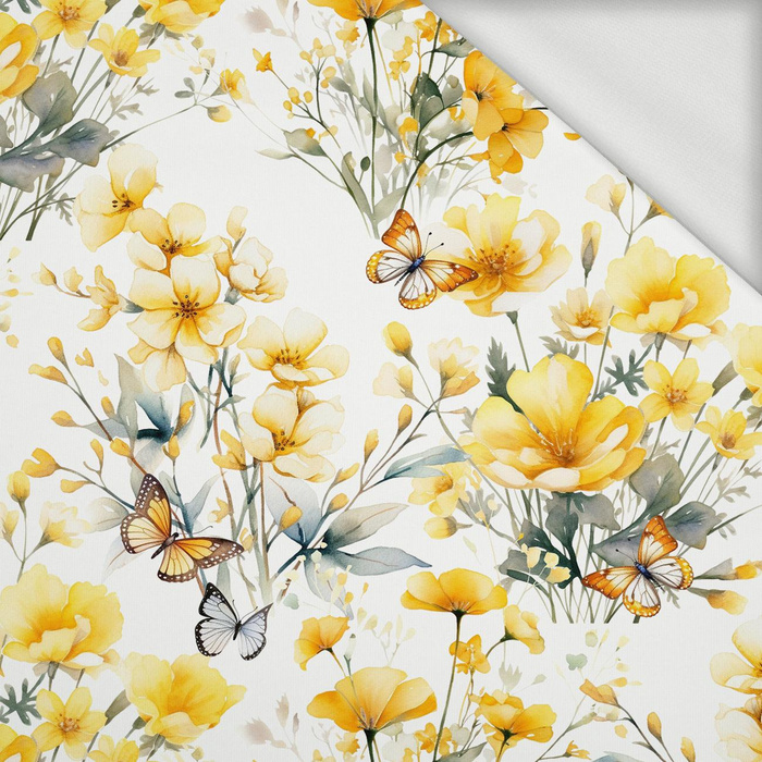 FLOWERS (BUTTER YELLOW) - looped knit fabric