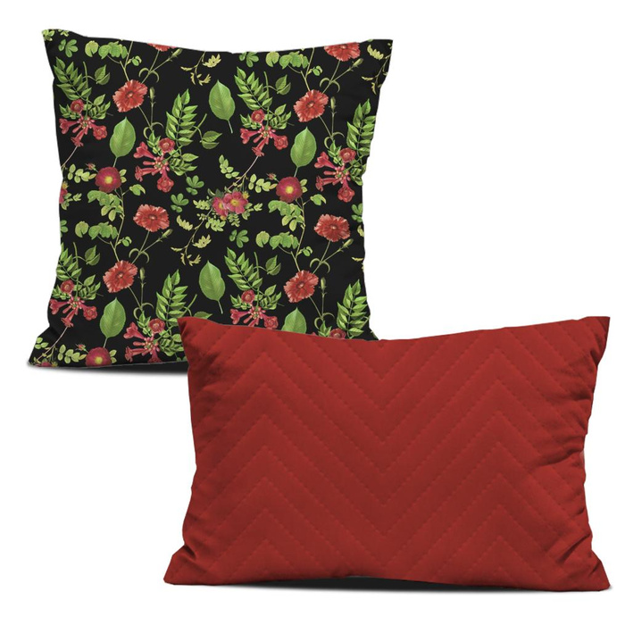 DEKO-KOPFKISSEN - MINI ROTER GARTEN (PARADIESGARTEN) 