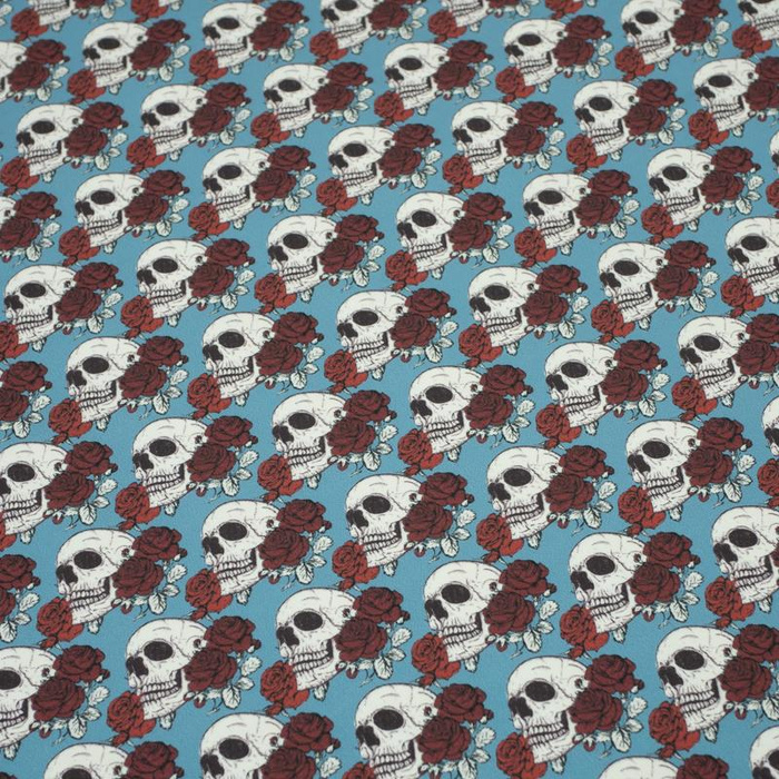 SKULLS AND ROSES - quick-drying woven fabric