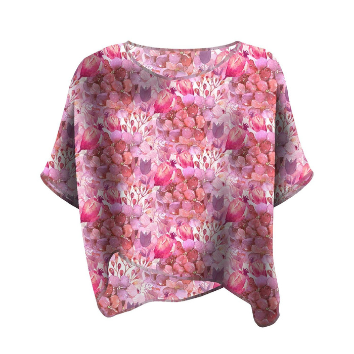 ZWIEWNA BLUZKA OVERSIZE "ELENA" - KWIATOWY MIX (NA ŁĄCE) - zestaw do uszycia