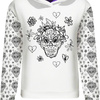 CLASSIC WOMEN’S HOODIE (POLA) - SKULLS CONTOUR pat. 2 (DIA DE LOS MUERTOS) - looped knit fabric 