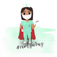 KRANKENSCHWESTER Ms. 1 (REAL HEROES) / weiß - Paneel Wasserabweisende Webware