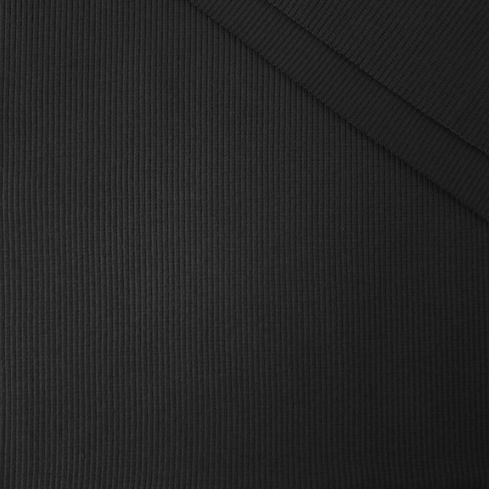 Rib Jersey fabric Unicolour - BLACK (M-10)