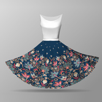 FLOWERS (pattern no. 2) / dark blue - circle skirt panel
