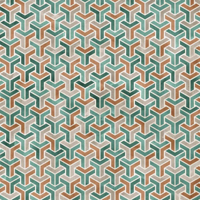 FOREST CUBE (SNOW LEOPARDS) - looped knit fabric