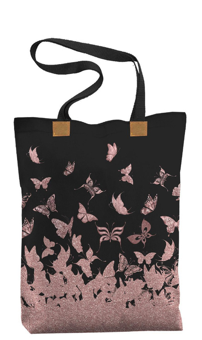 SHOPPER BAG - BUTTERFLIES MIX PAT. 5 (GLITTER BUTTERFLIES) - sewing set